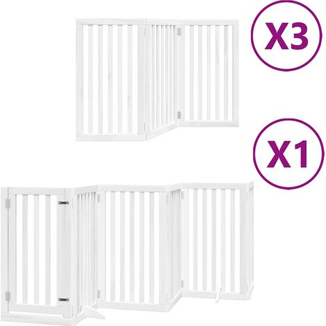 Barrière pour chien Barrière de sécurité porte pliable 15 panneaux bois de peuplier CFW82465 (1/5)