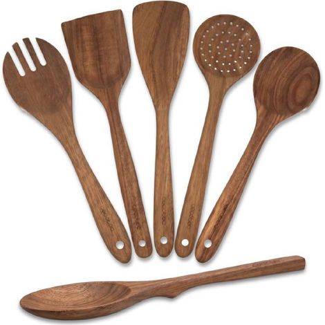 Cecotec Juego de Utensilios de Cocina NATURE 6 Piezas Madera con Stopper (1/5)