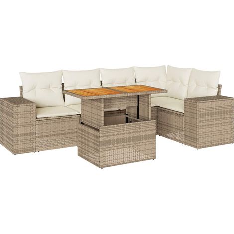 Maison Exclusive - Salon de jardin avec coussins 6 pcs beige résine tressée (1/5)