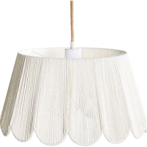 Lampe Suspendue Bohème avec Abat-Jour en Corde de Papier Structure Pieds en Fer Beige Clair Sebakwe