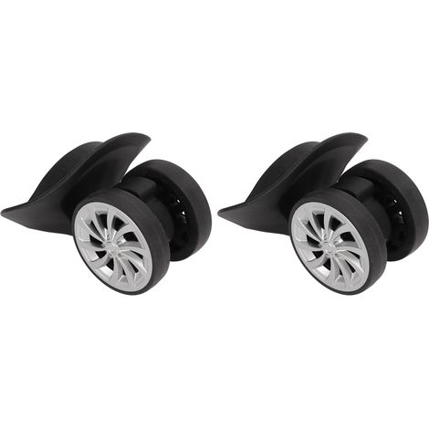 Une paire de roulettes de valise en nylon noir pour remplacement et amélioration des roues de voyage (1/5)