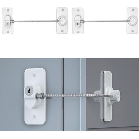 Lot de 2 serrure pour réfrigérateur, congélateur, avec clé pour la sécurité des enfants, serrure pour verrouiller le réfrigérateur et les armoires blanc (1/5)