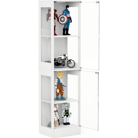 Vitrine mit 2 Glastüren, 4 Ebenen, LED und Bewegungssensor, für Wohnzimmer, aus MDF und Glas, 40×35×165 cm (1/5)