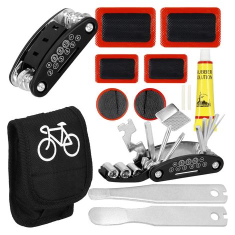 Kit di riparazione per pneumatici da bicicletta, 14 pezzi. Multiuso kit di riparazione.