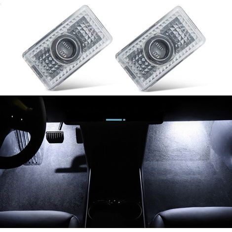 (Lot de 2 - Blanc) Éclairage d'ambiance intérieur pour plancher, compatible avec Tesla Model 3/Y/S/X (2023, 2022, 2021) - Ampoules LED ultra-lumineuses pour coffre, portières et éclairage de bas de po (1/5)