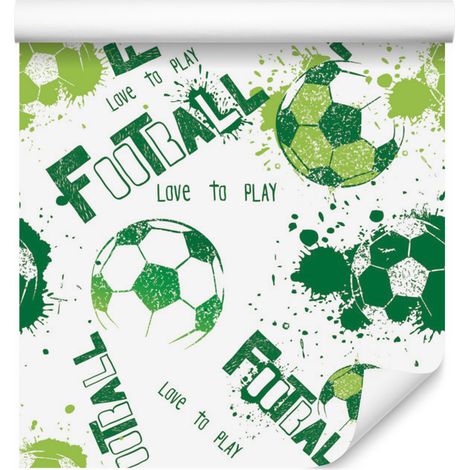 Papier peint vert à motif football pour salon et chambre 50x1000 cm (1/5)