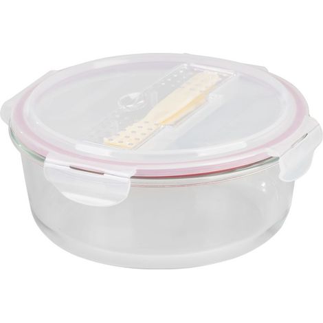 Dose MagicHome, rund, 1200 ml, mit Deckel, mit Besteck, Clip
