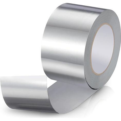 Ruban Adhésif Aluminium Résistant eau et chaleur, Ruban Scellant Métallique pour Systèmes de Ventilation et Conditionnement d'air (50 mm x 10 m) (1/5)