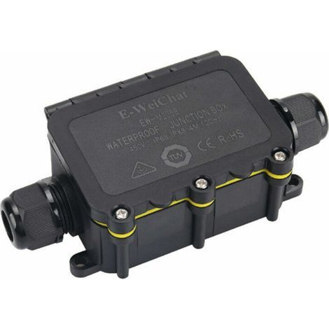 1 Stück IP68 wasserdichte Anschlussdose, 2-Wege-Anschlussdose, einfach zu installierendes Außengehäuse für Kabel mit 5–12 mm Durchmesser, Schwarz (1/4)