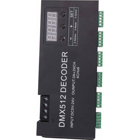 Décodeur DMX 24 canaux, affichage numérique, contrôleur de LED RGBW DMX512 avec variateur pour barre de scène, DC5V-24V (1/5)