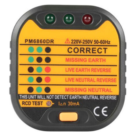 Testeur de prise électrique automatique 50-60Hz UK/US/EU pour la maison PM6860DR (prise UE) (1/5)