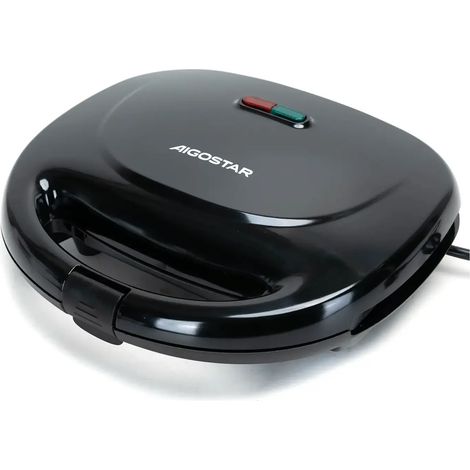Aigostar Piastra Sandwich Tostiera 750W Antiaderente Cottura 2 Lati Acciaio Nero