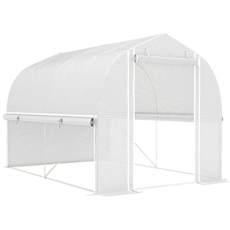 Invernadero túnel 3 x 2 x 2 m con 4 ventanas y puerta enrollable, estructura de acero galvanizado (1/5)