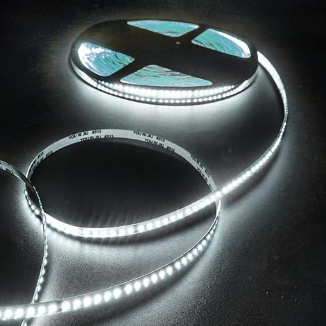 LED Strip 20 m, 24 V Cool White 6500 K, 180 LEDs/m, 8 mm Flexible Light, LED Light Strip Sticker for TV, Kitchen, Home Interior Decoration, DIY (Only Headband) (1/5)