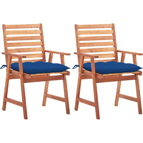 vidaXL Sillas comedor de jardín 2 uds madera maciza acacia y cojines (1/4)