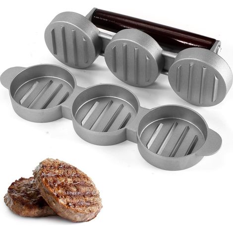 Mini Burgerpres - 3 Huecos Redondos De 6 4 Cm - Para Hamburguesas Y Tortillas - Uso Domestico Y Exterior - 1 Unidad (1/5)