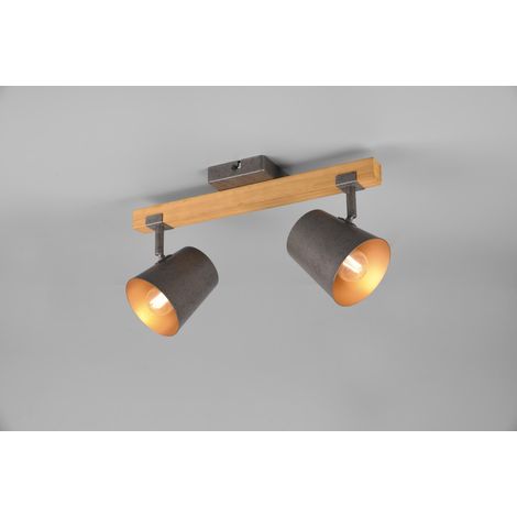 Foco Orientable Doble Madera Y Campana Niquelada Trio Lighting (1/2)
