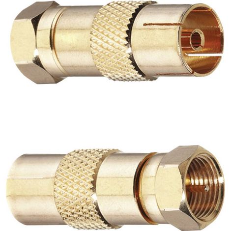 Oehlbach 4402 Adaptateur F-coaxial doré Connexions: Fiche mâle F, Prise coaxiale IEC 2 pc(s)