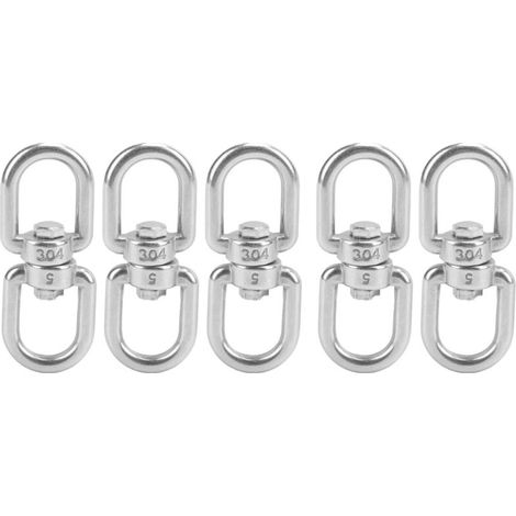 Lot de 5 crochets pivotants M5 à double extrémité, connecteurs d'anneaux de manille œil à œil en acier inoxydable 304