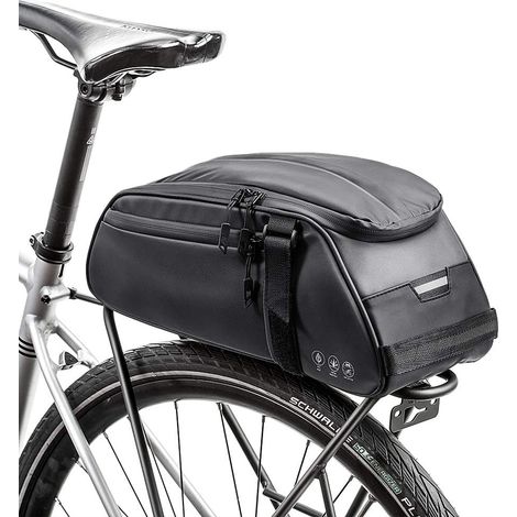 Sac de Porte-Bagages arrière de vélo 8L Sac de Siège de Porte-vélos Sac de Selle de Vélo Multifonctionnel Etanche Sac à Main Sac d'épaule Sacoche de vélo en Plein air (Noir) (1/5)