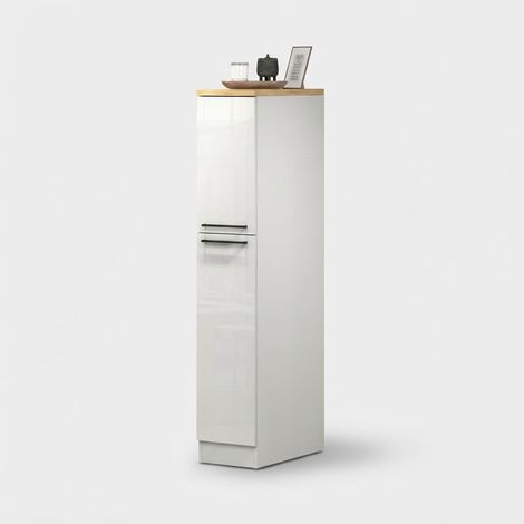 Mueble de cocina moderno con 2 cajones especieros 30x60x164,5 Trym - Blanco - Roble