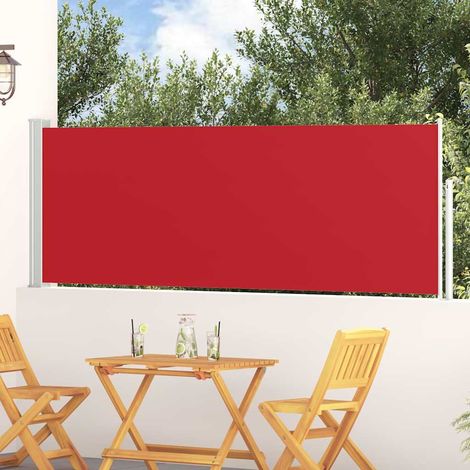 Store latéral rétractable brise-vue pour terrasse et balcon polyester rouge et gris 100x300 cm - PANGIVO (1/5)