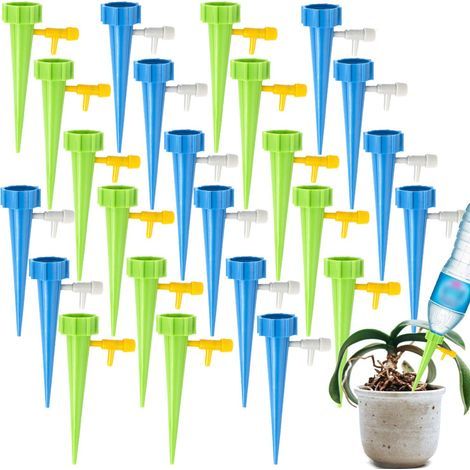Lot de 24 cônes d'arrosage automatique pour plantes – Arroseurs automatiques pour plantes d'intérieur – Dispositifs d'irrigation au goutte-à-goutte réglables pour l'extérieur et le jardin (1/5)