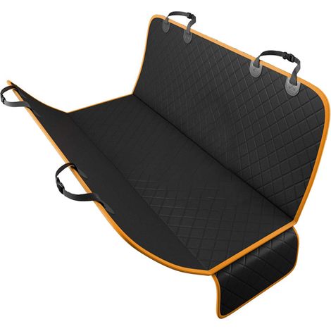 Housse de siège de voiture pour chien, imperméable, anti-rayures, pour animaux de compagnie, pour arrière de voitures, camions, SUV, bord orange (1/5)