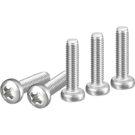 Vis à tête cylindrique, 100 pièces, acier inoxydable 304, tête Phillips, filetage métrique grossier complet, finition brillante, jeu de vis et boulons (M2,5 x 10 mm) (1/5)