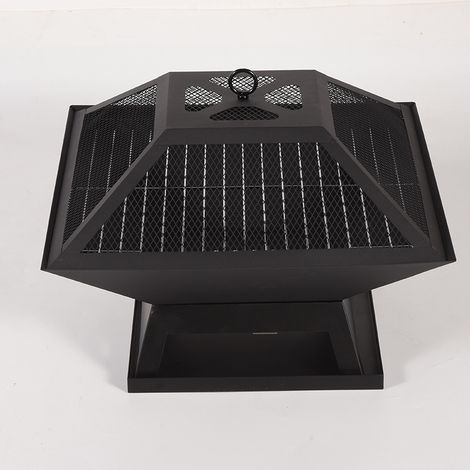 Barbacoa S-giant para vestíbulo, parrilla para patio exterior, barbacoa de carbón portátil con parrilla, tenedor para fuego y cubierta protectora contra chispas, para jardín/camping/picnic. (1/5)