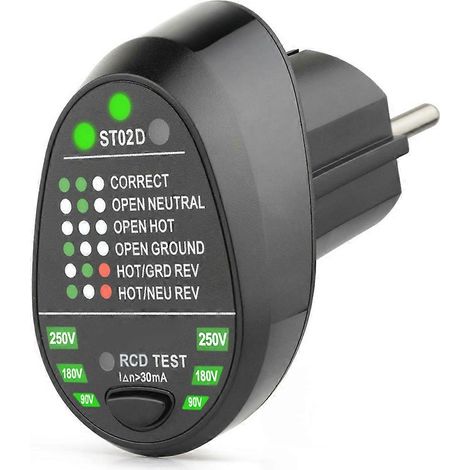 Testeur de prises, testeur de prises de courant, détecteur de polarité de circuit GFCI, usage domestique (1/5)