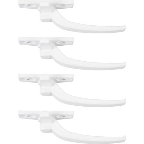 Poignée fenêtre aluminium avec serrure sécurité pour ouverture à la française poussant vers l'extérieur, gauche, blanche, lot de 4 avec vis et caches (1/5)