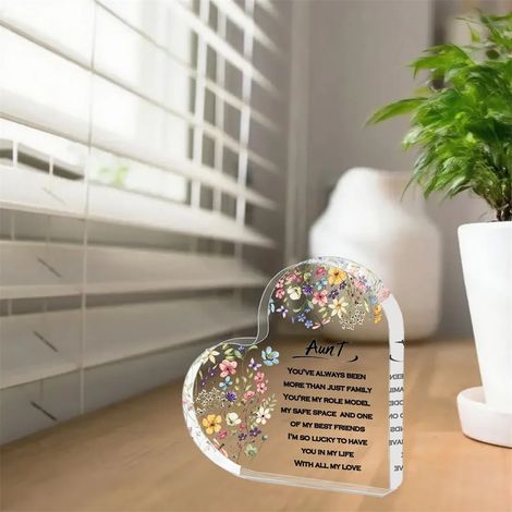 Plaque cœur en acrylique à poser, décoration bureau moderne, idée cadeau souvenir（10 cm) (1/3)