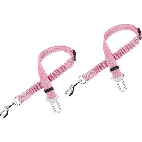 2pièces Ceinture de sécurité élastique pour animal domestique, laisse de sécurité réglable anti-choc extensible, laisse universelle pour voiture,Rose (1/5)