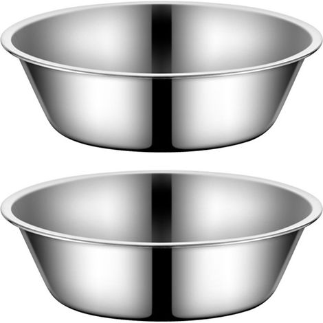 TuseRxln Gamelle pour Chat - Gamelle pour Chien - Design Plat en Acier Inoxydable - 2 pièces - pour Animaux d'intérieur Argent (1/5)