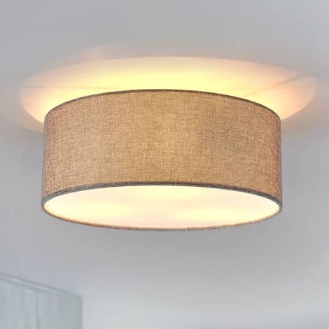 [NEUWERTIG] B-Ware Lindby Deckenlampe Deckenleuchte Leuchte Lampe Ip20 40 W Henrika Aus Grauem Stoff