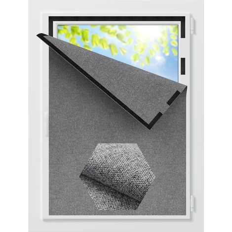 Store enrouleur occultant pour puits de lumière, aspect lin, tissu amélioré pour un aspect infroissable, store enrouleur occultant, sans perçage, tissu occultant, au mètre, store enrouleur occultant, (1/5)