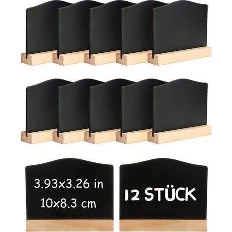 12 Pièces Mini tableaux noirs, Petit Tableau Noir,Mini Panneaux d'Affichage, Chevalet Ardoise de Table pour Buffet Mariage Boulangerie Fête Étiquette de Prix Décoration Signe Porte Nom (1/5)