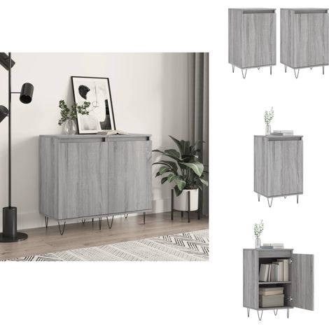 Buffets 2 pcs sonoma gris 40x35x70 cm bois d'ingénierie - Buffet Design - Meuble Rangement - Armoire Cuisine - Commode Salon - Mobilier Chambre (1/5)
