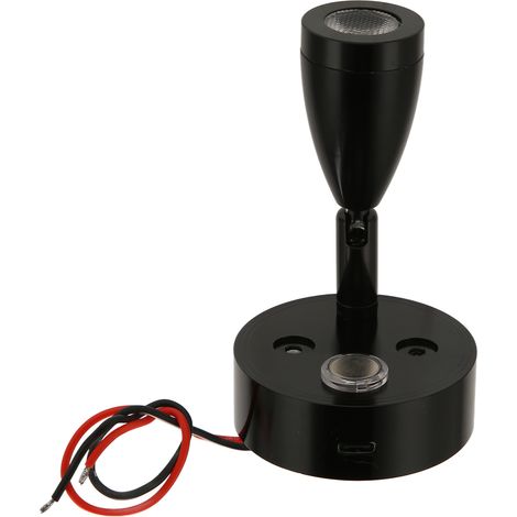 Lampe de lecture intérieure pour camping-car avec variateur et port de chargement USB, compatible avec les caravanes, les cabines et les remorques (12-24 V CC, RV235, tricolore noir). (1/5)