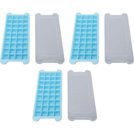 Bac à glaçons 3 pièces avec couvercle, 36 glaçons, qualité alimentaire, démoulage facile, bleu (1/5)