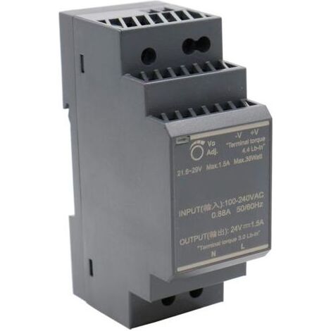 Bloc d'alimentation rail DIN 24 VDC 1,5 A 30 W - Protection courts-circuits et surcharges - Plage température -30°C à +70°C (1/5)