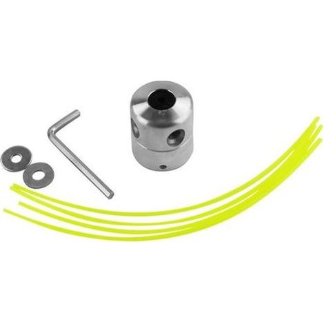 1 tête de débroussailleuse en aluminium, double fil nylon 2,4 mm, filetage M10/M12/M8, taraudage automatique, pour outils multifonctionnels (1/5)