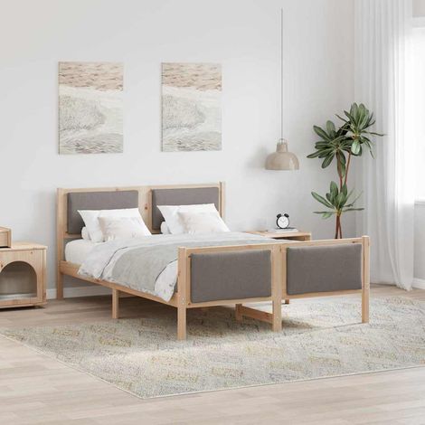 Estructura de cama con cabecera Taupé 150 x 200 cm tela