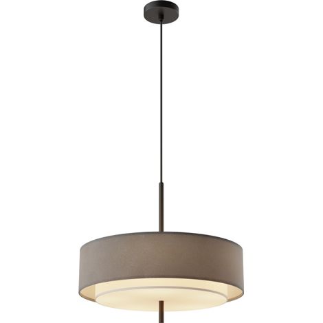 Maytoni Bergamo Plafonnier suspendu cylindrique moderne noir 5 ampoules E27 abat-jour gris