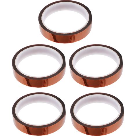5 rouleaux de ruban polyimide, brun jaunâtre, résistant à la chaleur, thermoconducteur et sans résidus, utilisé pour l'isolation et la protection lors du soudage électronique. (1/5)