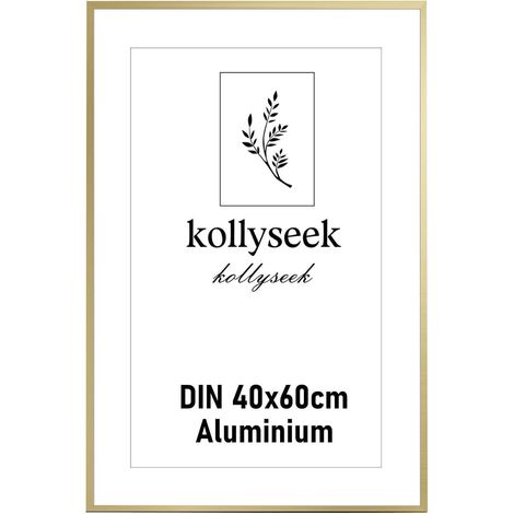 Kollyseek Bilderrahmen Aluminium Gold 40x60 cm Acrylglas Rahmengröße DIN A4 A3 (1/5)