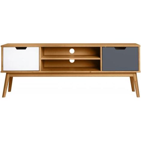 Mueble TV 2 puertas Cupido acabado natural, 140 cm (Ancho) 40 cm (Fondo) 52.5 cm (Alto. (1/4)