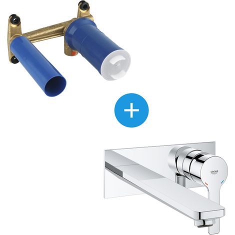 Grohe Lineare Set Einhebelmischer 2-Loch-Wandeinbau-Waschbecken Chrom Größe L + Unterputzkörper (23444001-SET) (1/5)