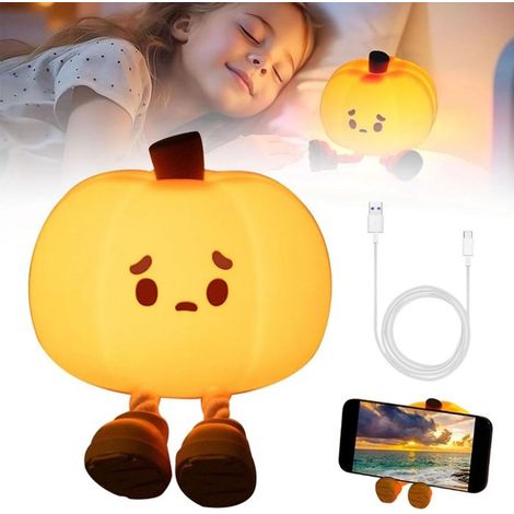 1 lampe nocturne citrouille, en silicone souple, 3 niveaux de luminosité, lumière d'ambiance chaleureuse pour chambre d'enfant ou décoration automnale (1/5)